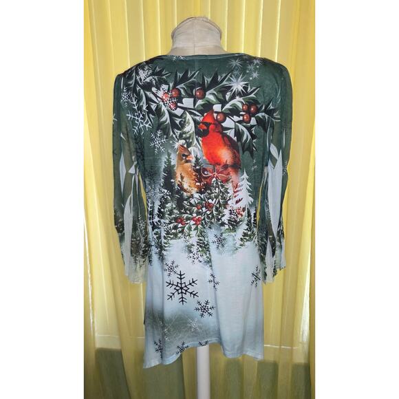 CAL STYLE USA WOMENS CARDIN TOP SIZE L WINTER Holidays - Picture 3 of 6